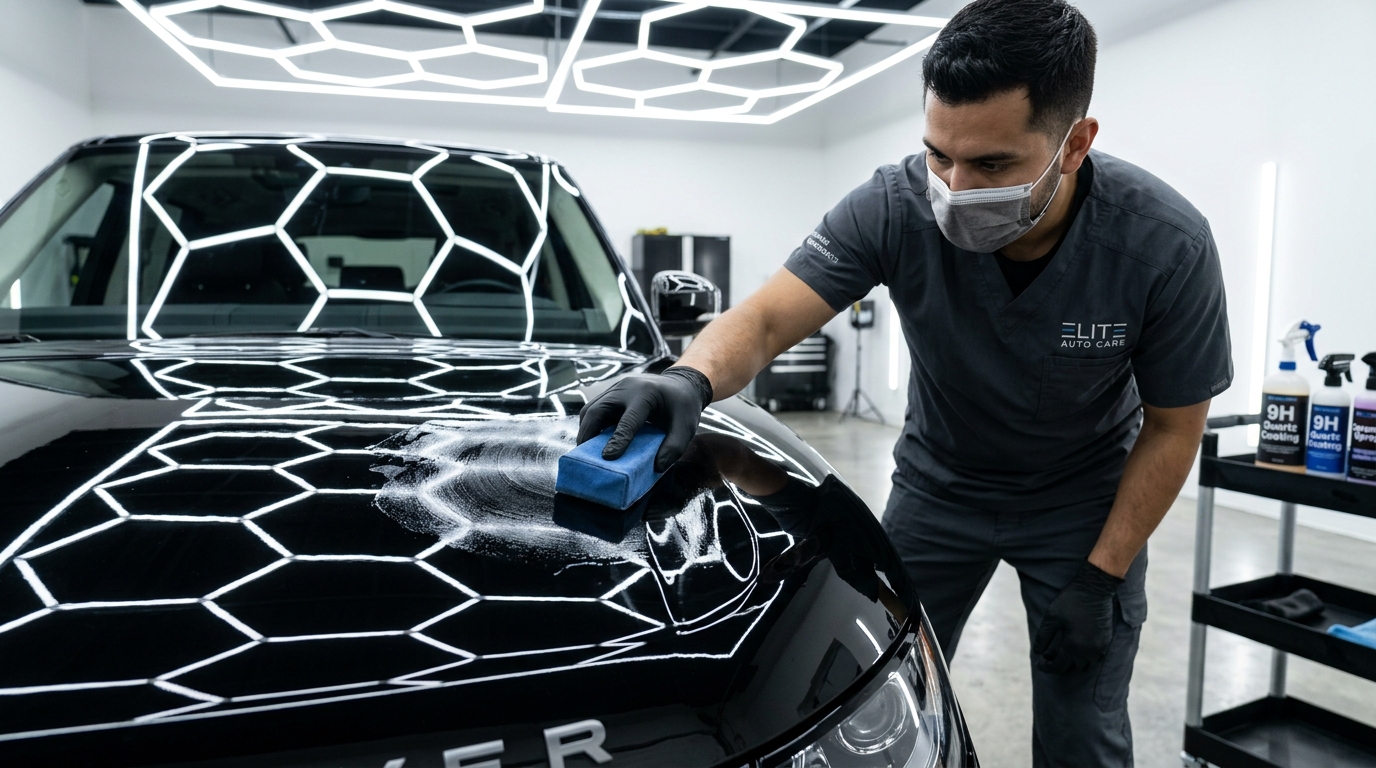 Professional Ceramic Coating Application inside Cleanroom Studio Multan